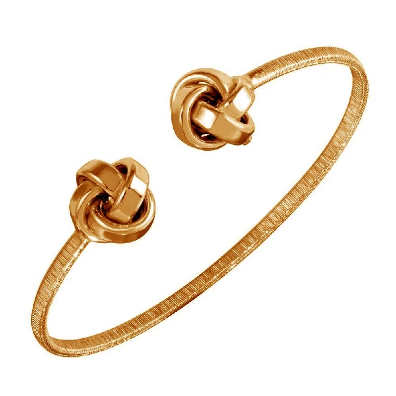 Rose Gold Plated 925 Sterling Silver Knot Cuff Bracelets - ARB00050RGP