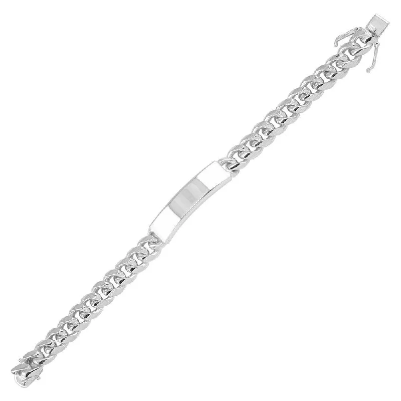 Rhodium Plated 925 Sterling Silver Miami Cuban ID Link 12.6mm Bracelet - CDIB00047RH