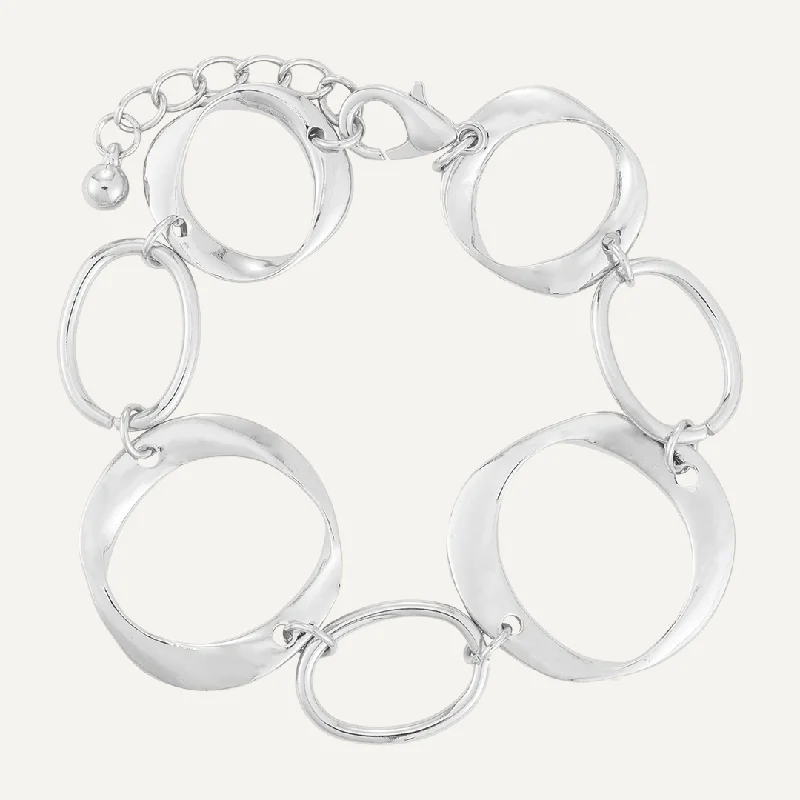 Abstract Lobster Clasp Geometric Bracelet In Silver-Tone