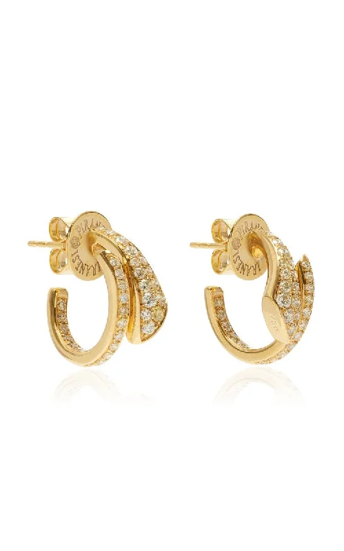 18k Yellow Gold Small Diamond Hoop Earrings