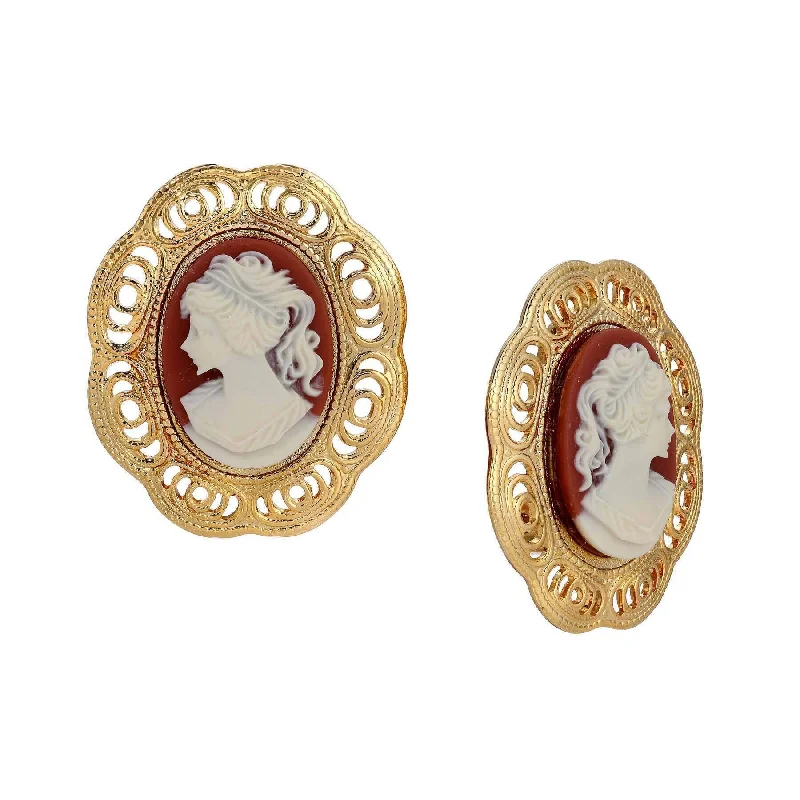 1928 Jewelry Victorian Grace Cameo Clip On Earrings