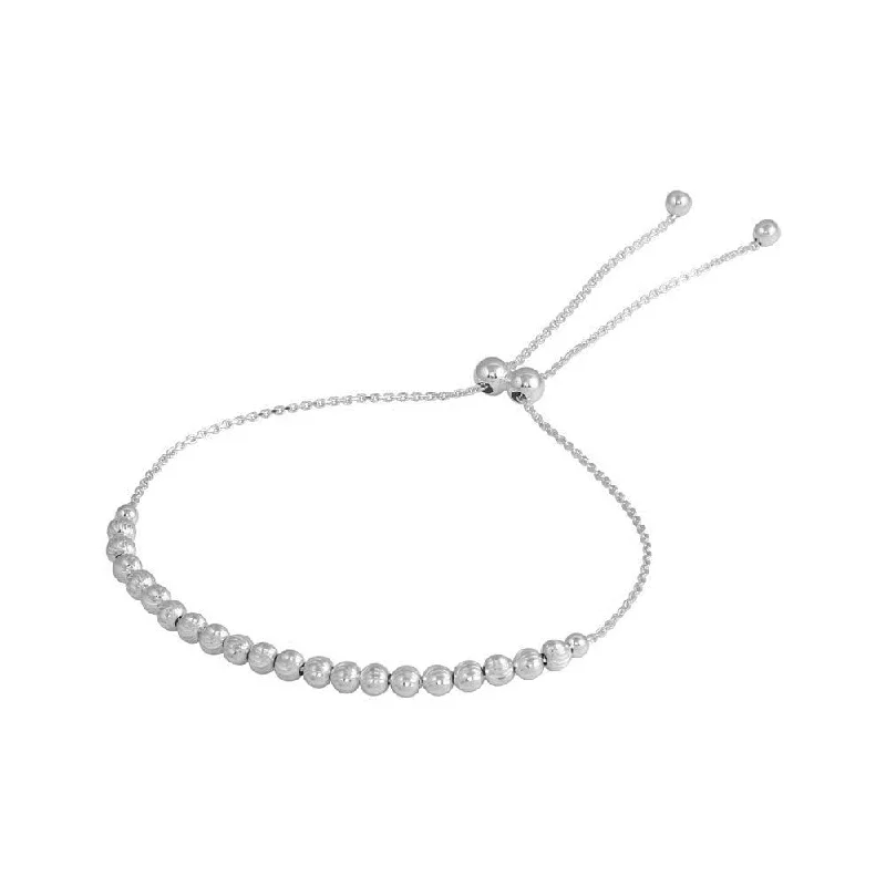 Rhodium Plated 925 Sterling Silver DC Beaded Lariat Bracelet - DIB00024RH