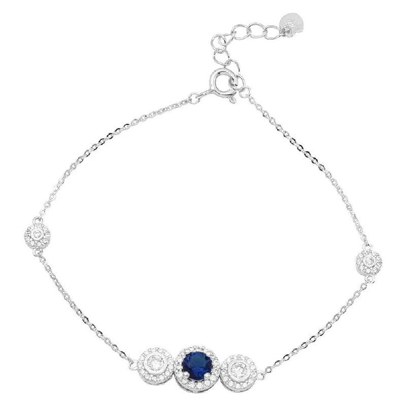 Rhodium Plated 925 Sterling Silver Multiple CZ Disc Bracelet - GMB00046