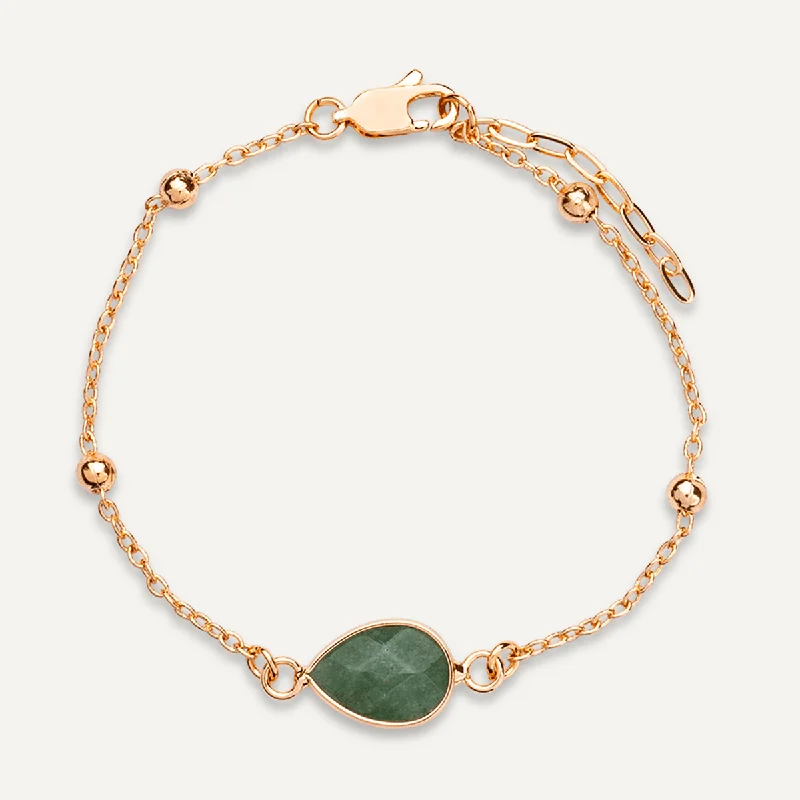 Delicate Chrysoprase Clasp Bracelet In Gold-Tone