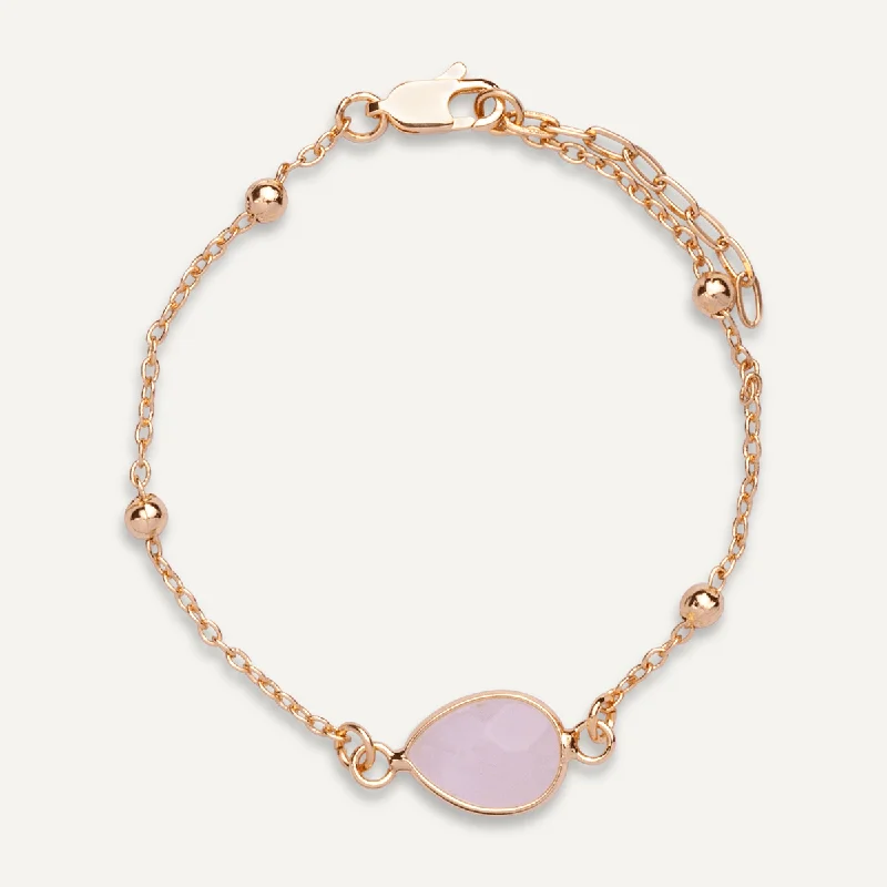 Delicate Rose Quartz Clasp Bracelet In Gold-Tone