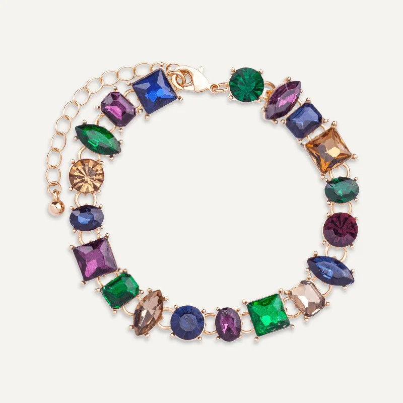 Iris Multi-Coloured Dark Clasp Bracelet In Gold-Tone