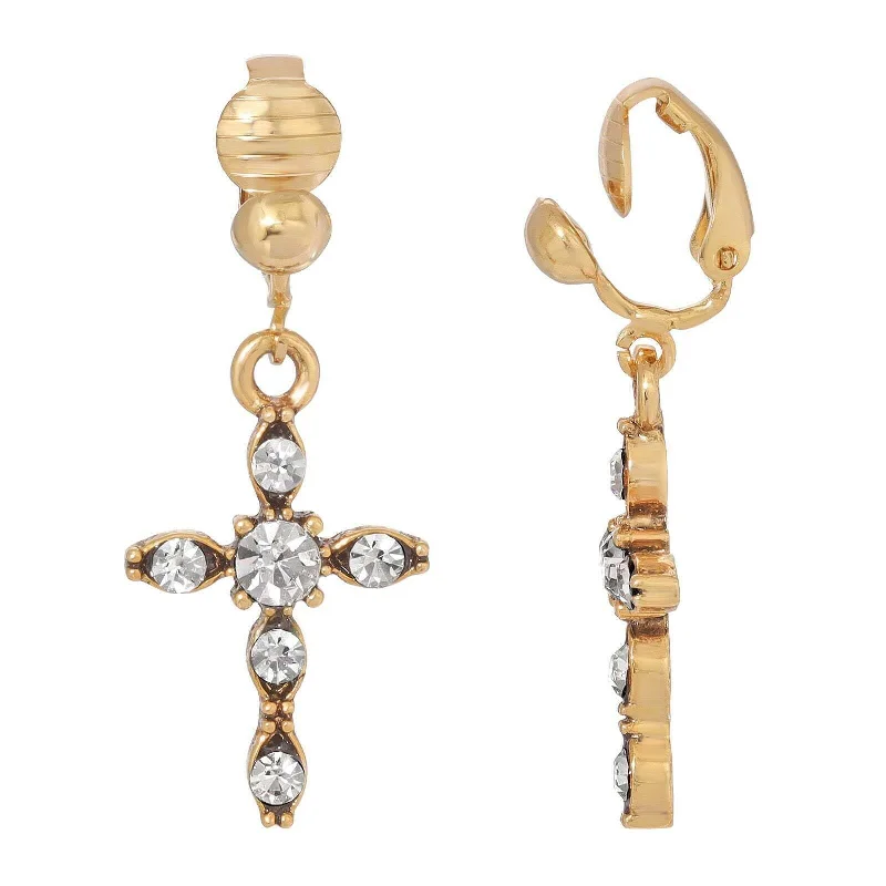 Symbols Of Faith Inspirational Cross Clip On Earrings