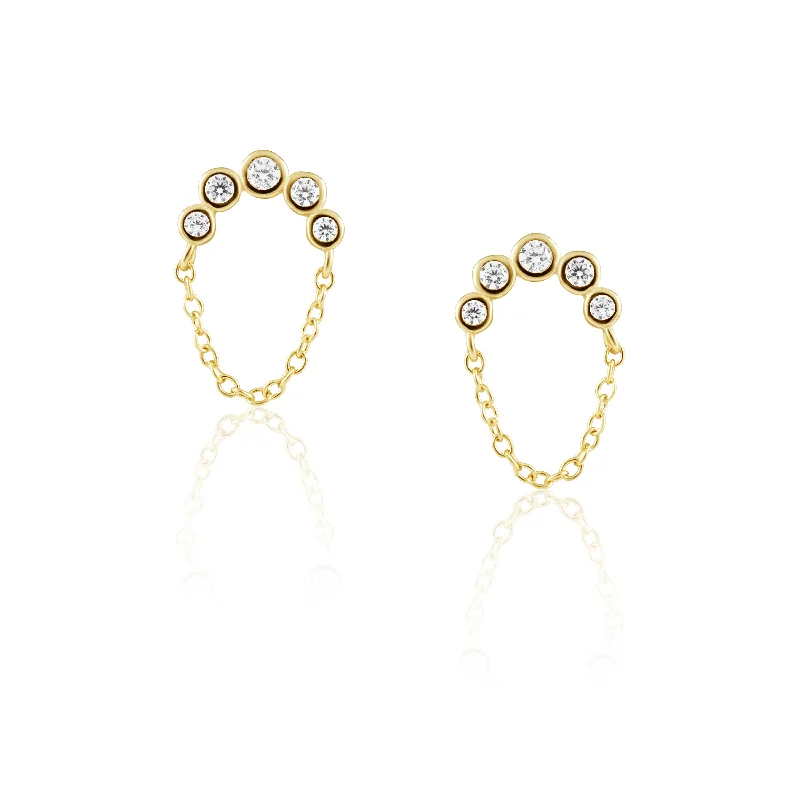 Crescent Chain CZ Studs