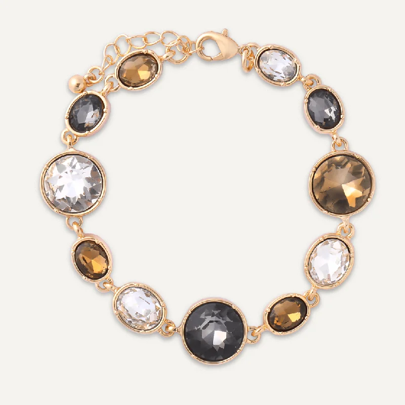 Smokey Jewel Clasp Bracelet In Gold-Tone