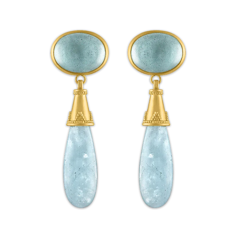 Aquamarine Granulated Amphora Earrings