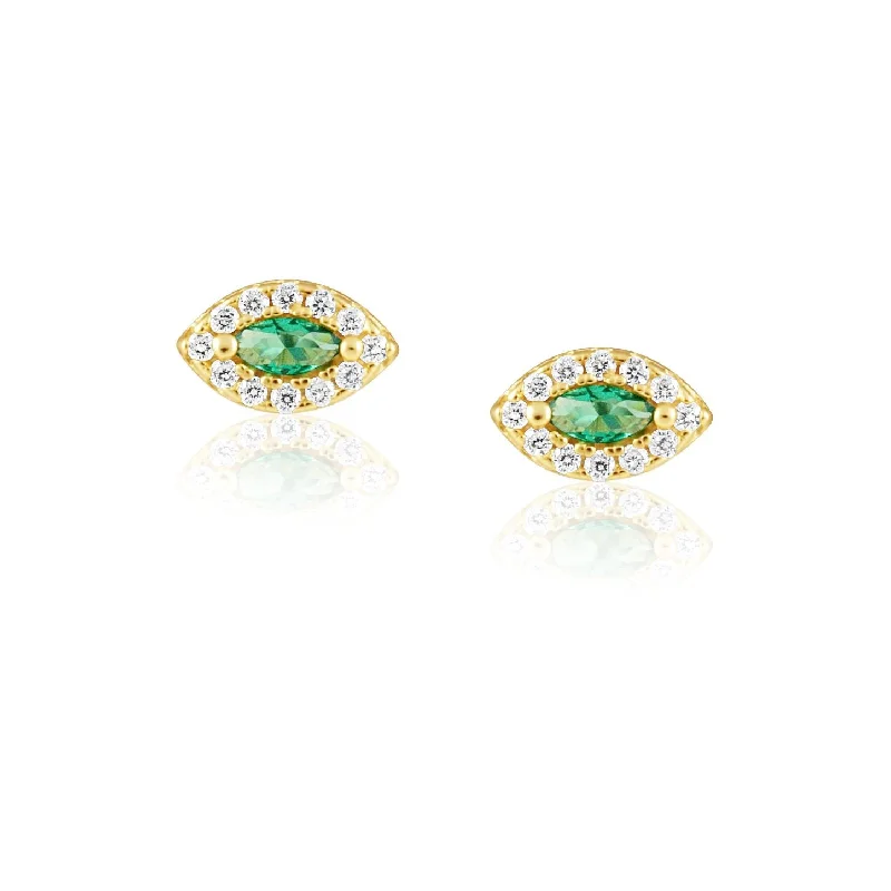 Alma Emerald Evil Eye Studs