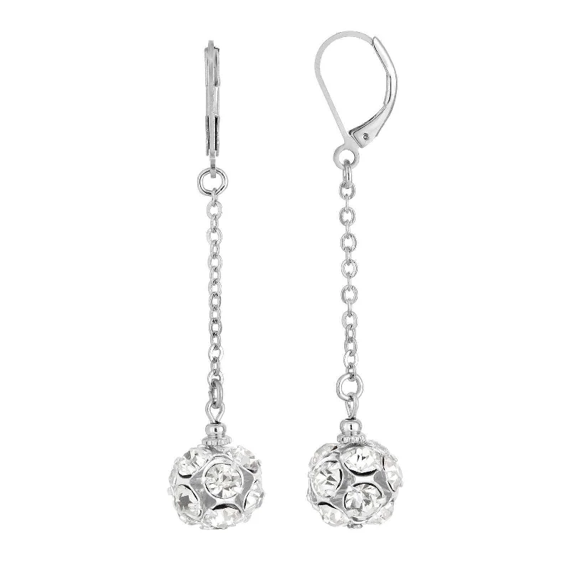 1928 Jewelry Fireball Clear Crystal Linear Drop Earrings