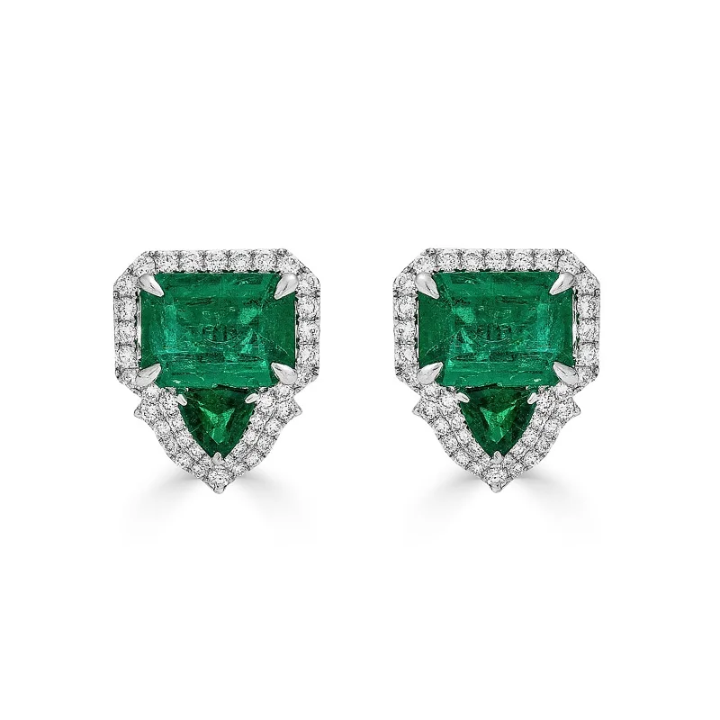 Zambian Emerald and Diamond Earrings