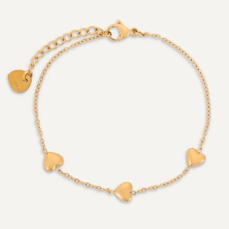 Keira Multi Heart Clasp Bracelet In Gold-Tone