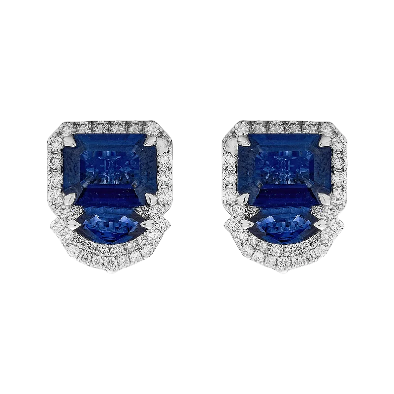 Blue Sapphire & Diamond Pietra Earrings