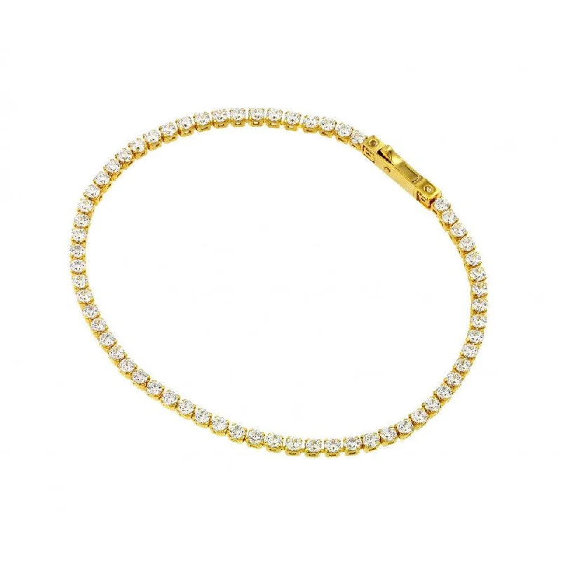 Silver 925 Gold Plated CZ Box Bracelet - GMB00012GP