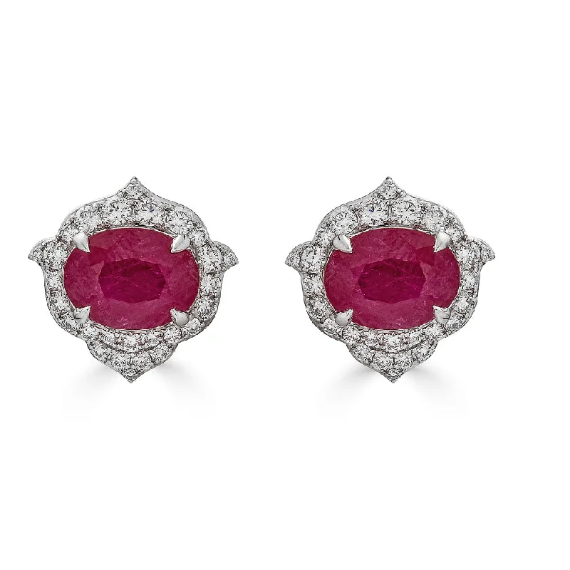 Ruby Earrings with Diamonds