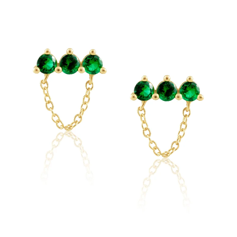 Magda Emerald Chain Studs