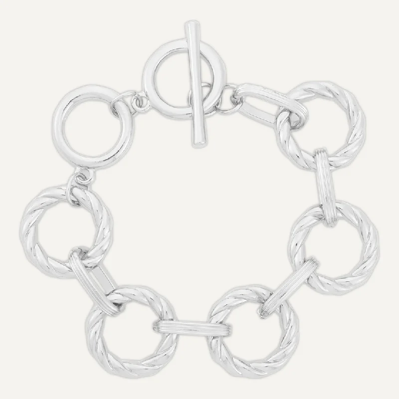 Contemporary T-Bar Chain-Link Bracelet In Silver-Tone