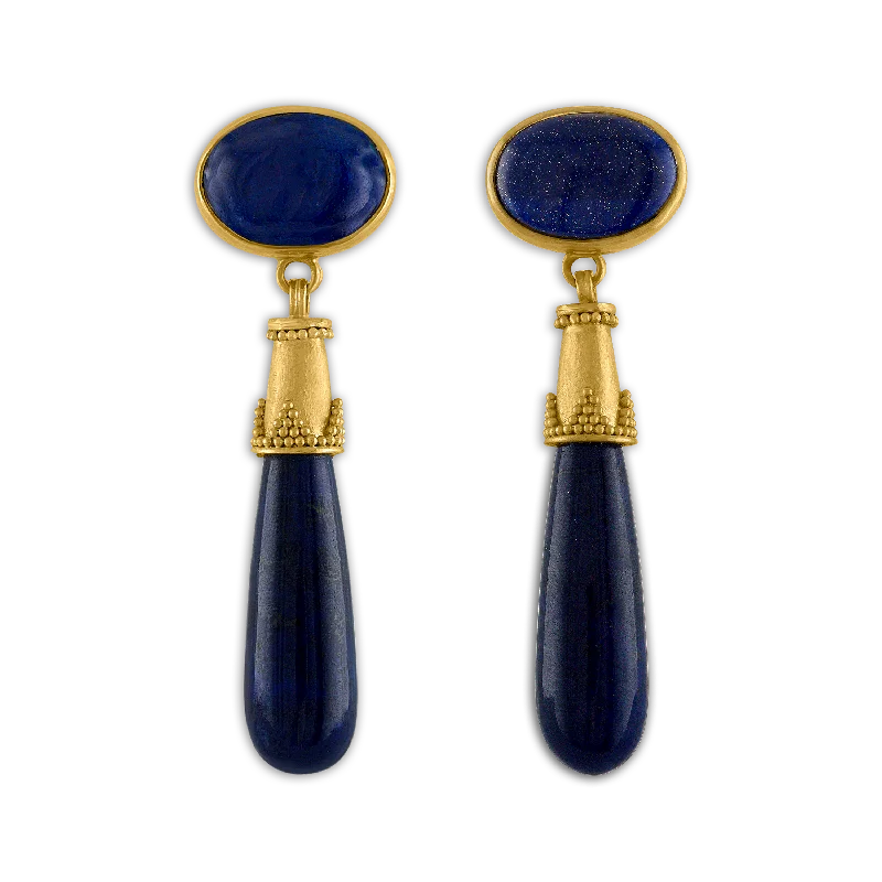 Lapis Granulated Amphora Earrings