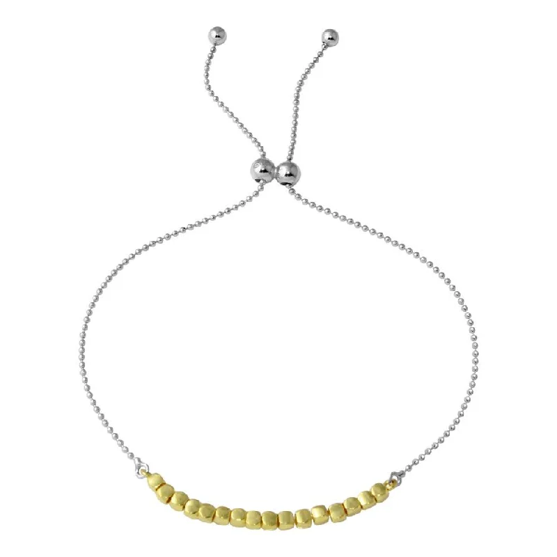 Gold and Rhodium Plated 925 Sterling Silver Circe Hoop Lariat Bead Bracelet - DIB00022RH-GP