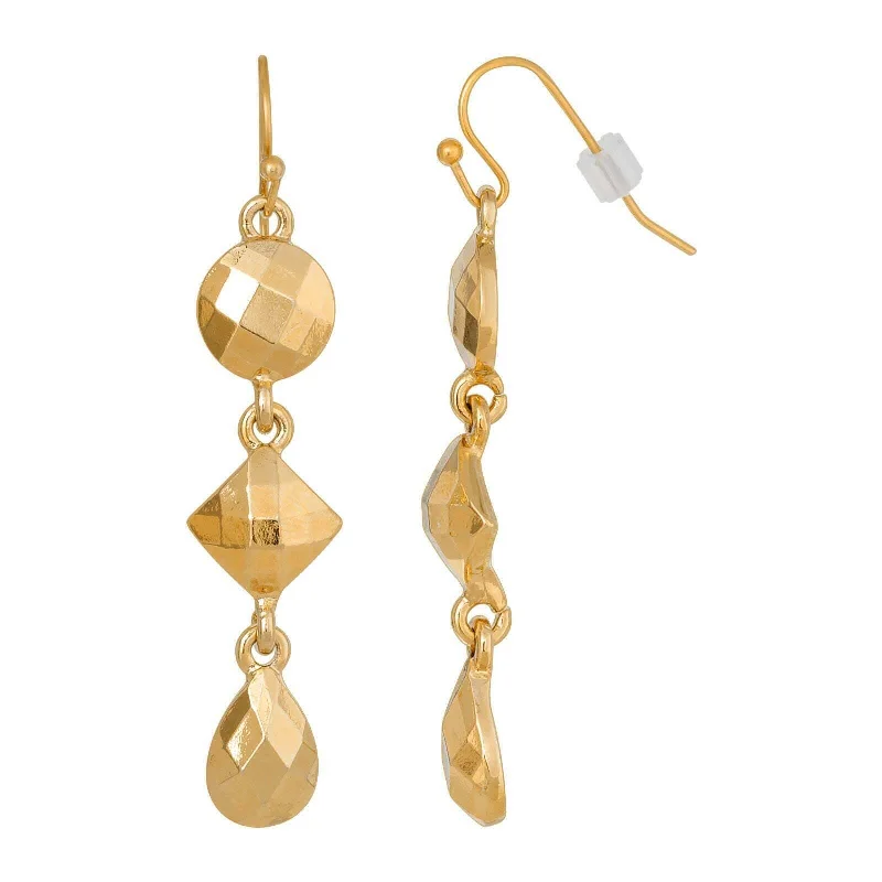 1928 Jewelry Geo Faceted Linear Drop Earrings