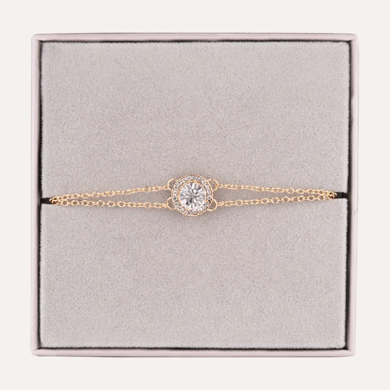 April Diamond-Colour Birthstone Clasp Bracelet In Gold-Tone