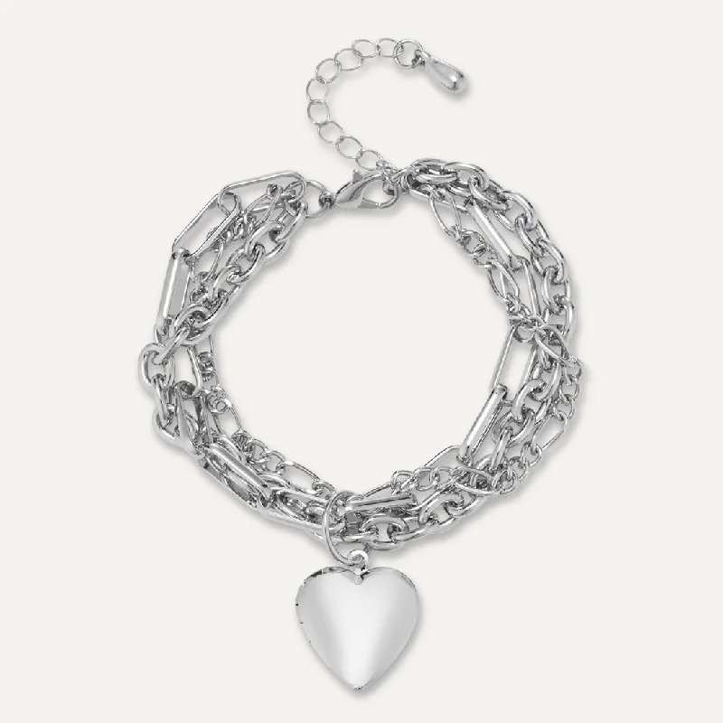 Multi-Row Sweetheart Clasp Bracelet In Silver-Tone