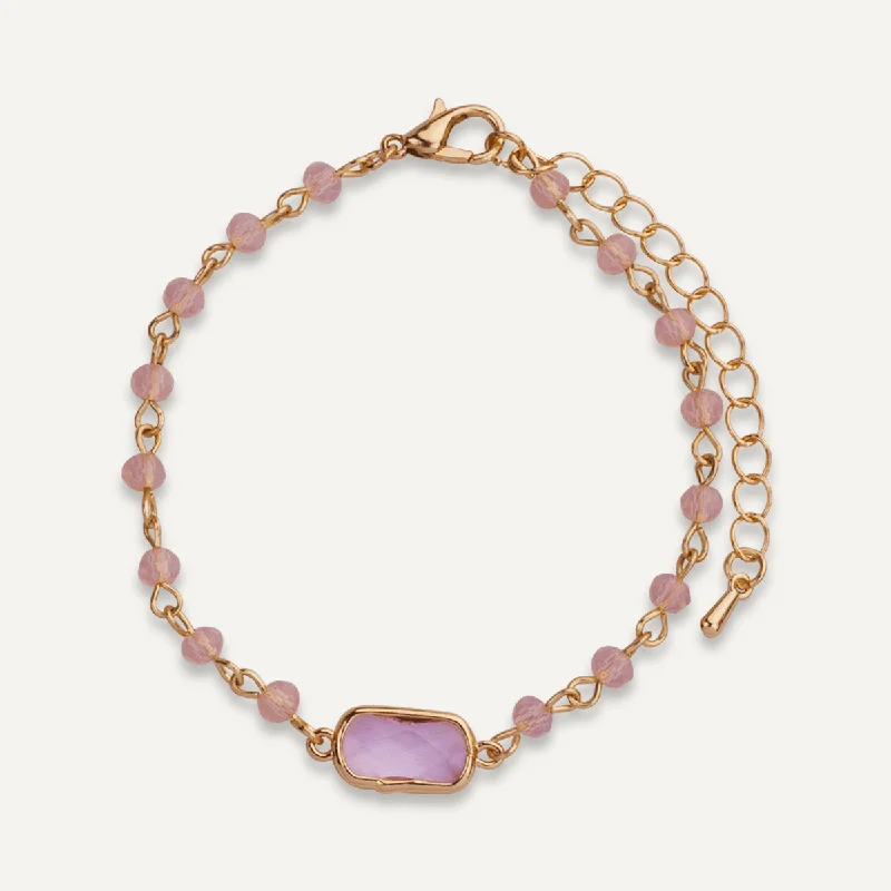 Pink Crystal Clasp Bracelet In Gold-Tone