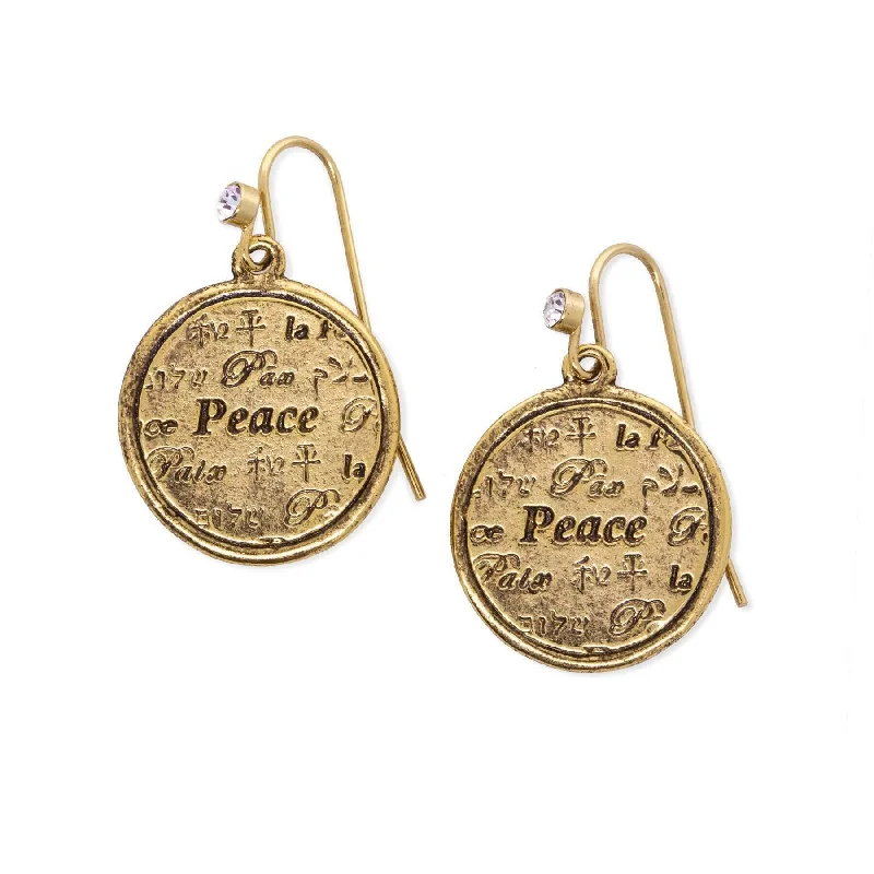 1928 Jewelry Multi Language Peace Drop Earrings