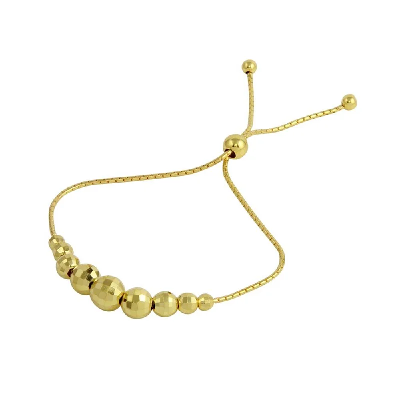 Gold Plated 925 Sterling Silver DC Beaded Lariat Bracelet - DIB00025GP