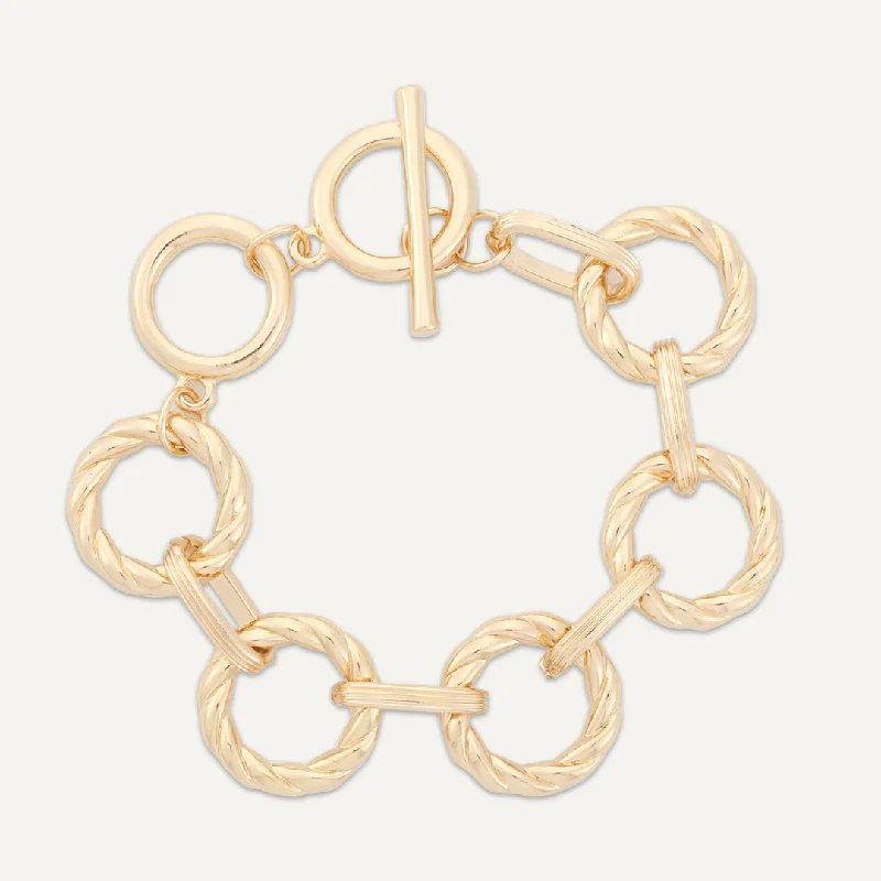 Contemporary T-Bar Chain-Link Bracelet In Gold-Tone