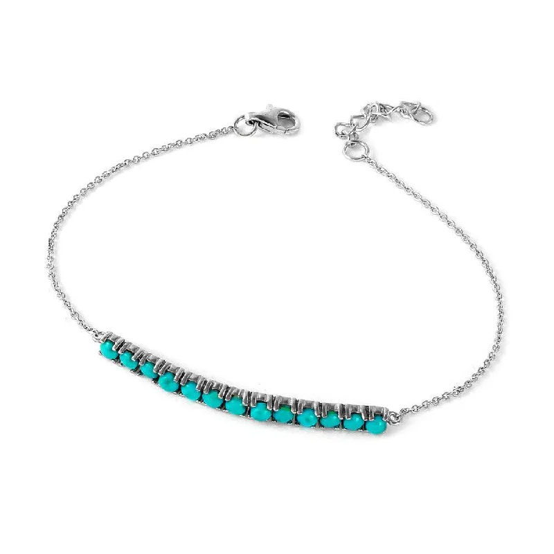 Silver 925 Rhodium Plated Turquoise Bracelet - STB00515