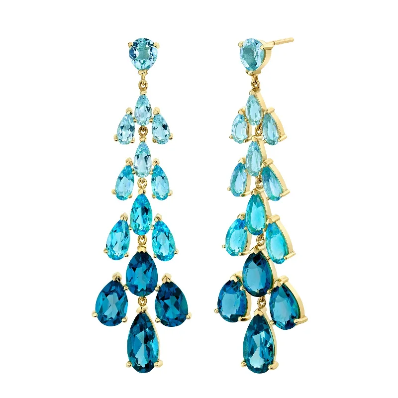 Blue Topaz Ombre Chandelier Earrings