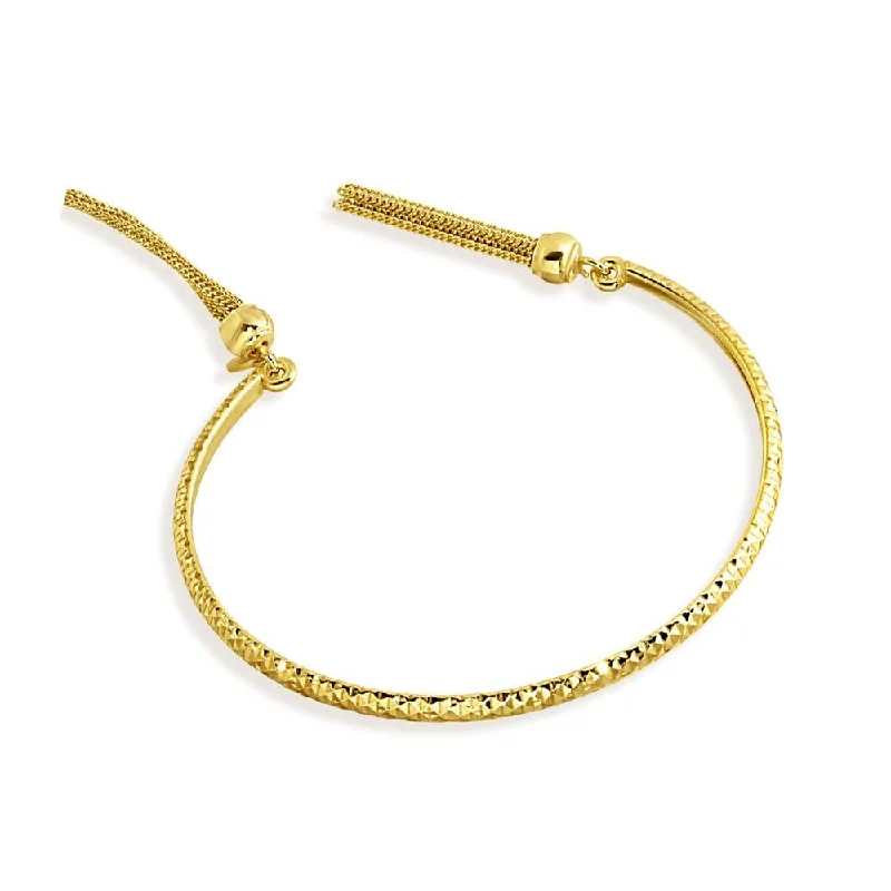 Gold Plated 925 Sterling Silver DC Cuff Bracelet with Dangling Tassel - ITB00214GP