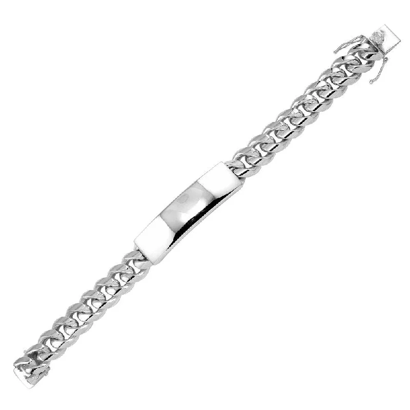 Rhodium Plated 925 Sterling Silver Miami Cuban ID Link 14.5mm Bracelet - CDIB00046