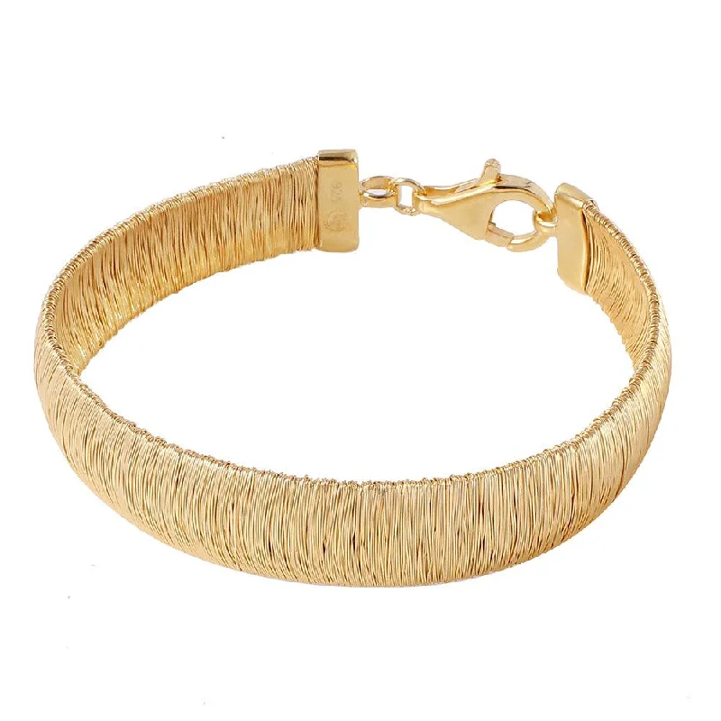 Silver 925 Gold Plated Wheat Thick Italian Bracelet - DIB00002GP