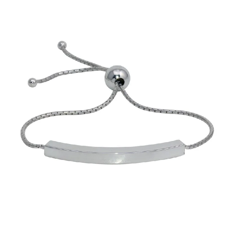 Rhodium Plated 925 Sterling Silver Lariat Bar Bracelet - DIB00071RH