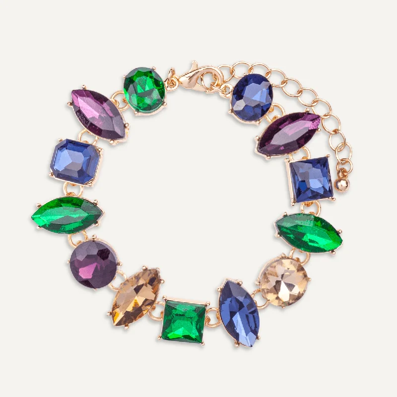 Iris Crystal Clasp Bracelet In Gold-Tone