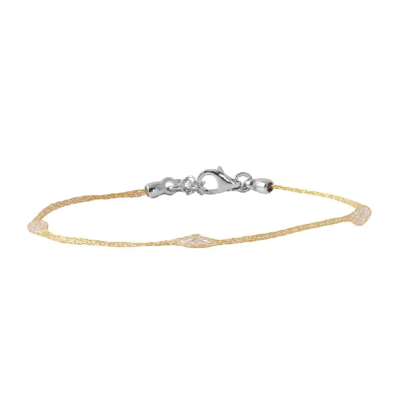 Silver 925 Gold Plated Mesh Embedded Thin CZ Italian Bracelet - ECB00091Y