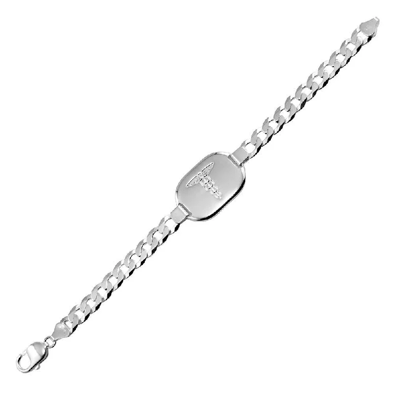 High Polished 925 Sterling Silver Medical ID Curb Link Bracelets 7.8mm - CARB00042