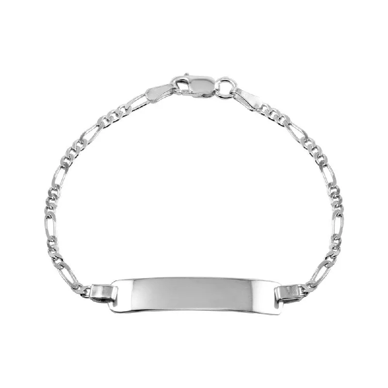 Rhodium Plated 925 Sterling Silver Figaro Baby ID Bracelet - DIB00031RH