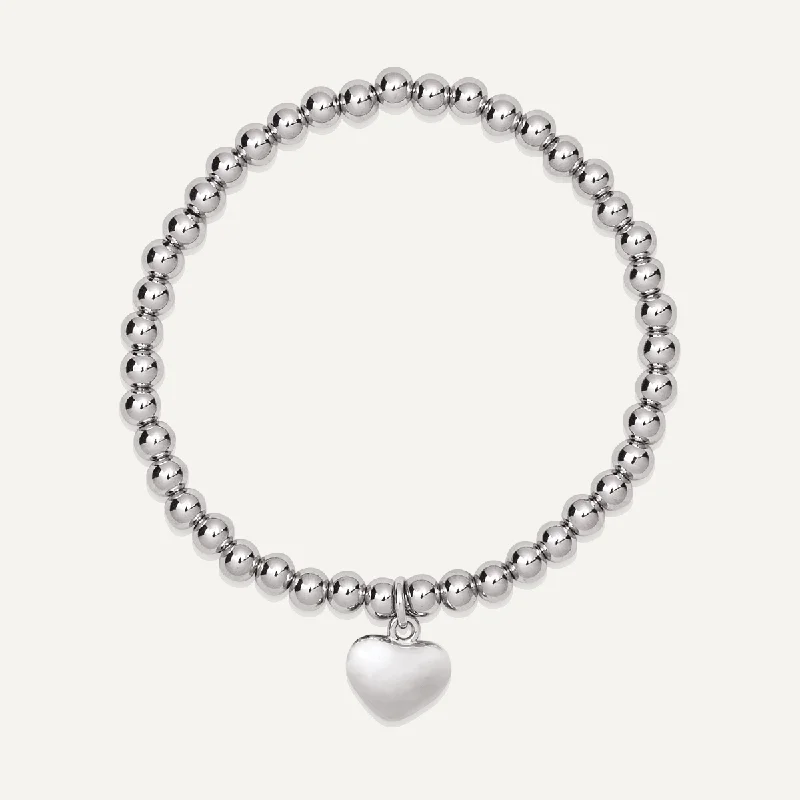 Emily Heart Pendant Beaded Bracelet In Silver-Tone