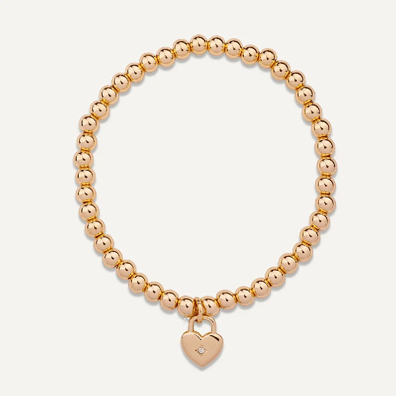 Emily Beaded Heart Bracelet In Gold-Tone