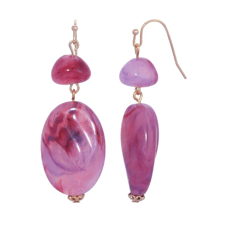 1928 Jewelry Irregular Milk Amethyst Beaded Dangling Earrings