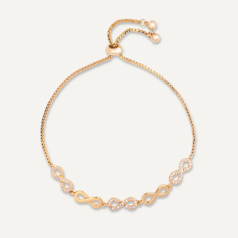 Keira Cubic Zirconia Infinity Drawstring Bracelet In Gold-Tone