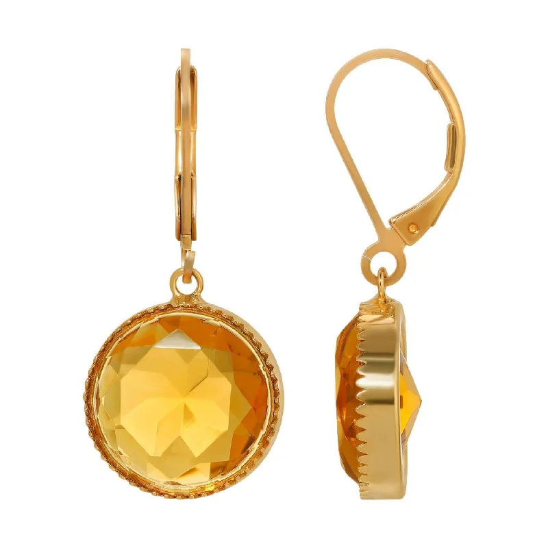 1928 Jewelry Classic Round Topaz Drop Earrings