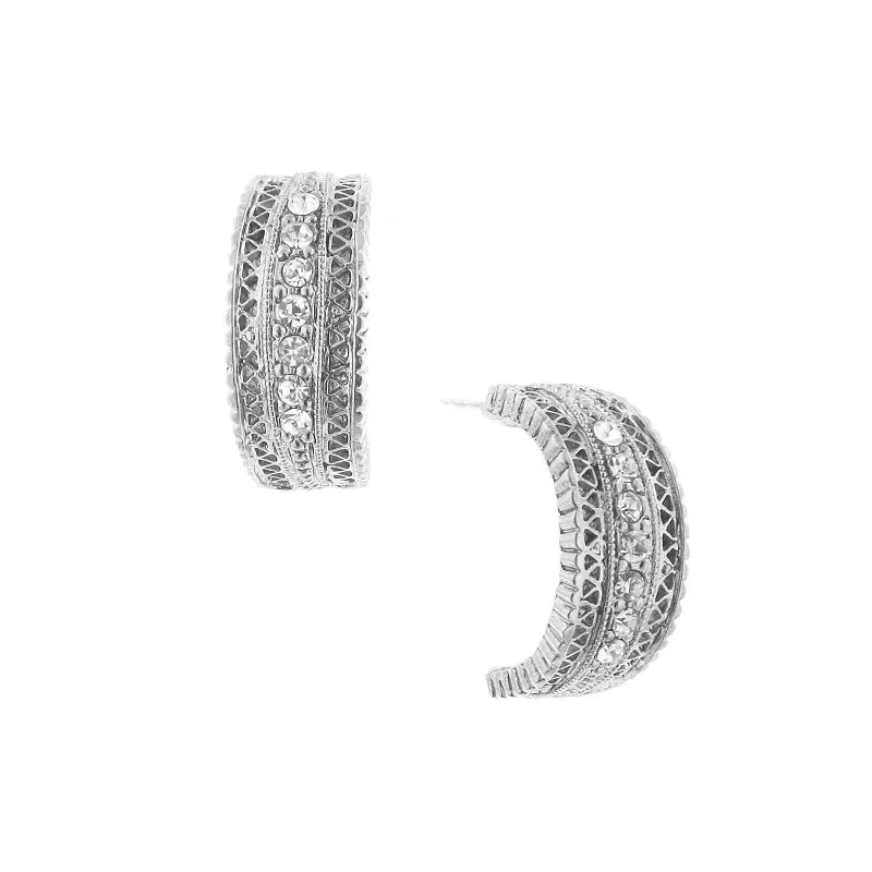 1928 Jewelry Crystal Hoop Earrings