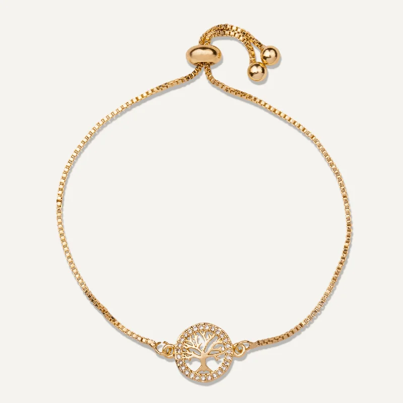 Vivienne Tree of Life Drawstring Bracelet In Gold-Tone