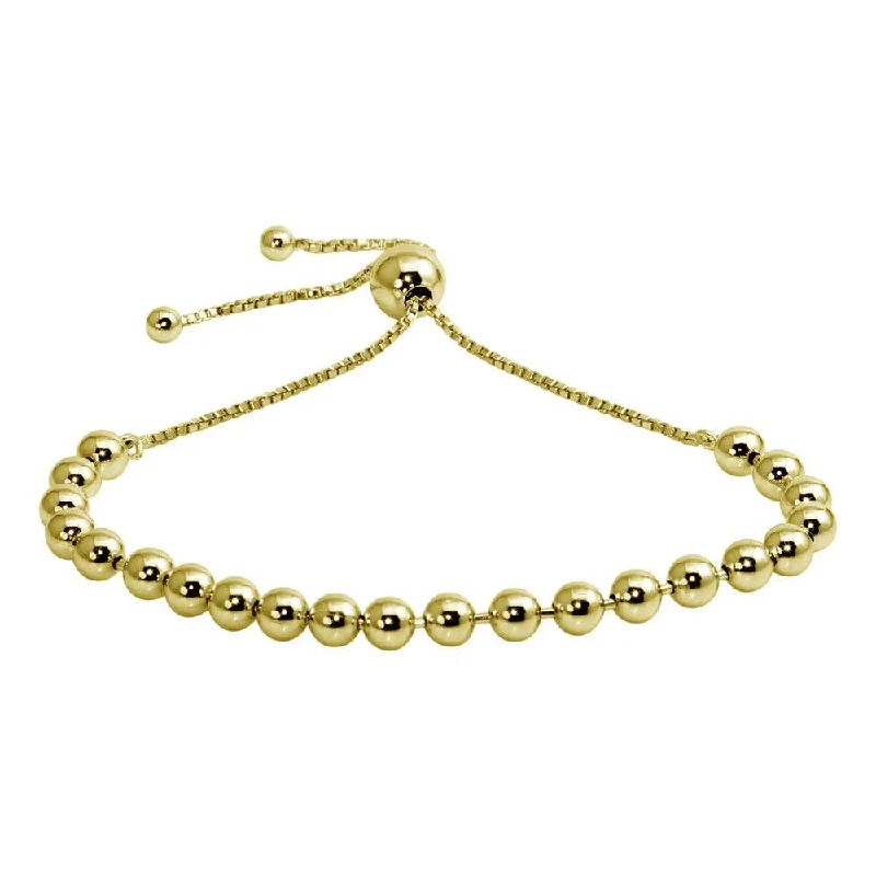 Gold Plated 925 Sterling Silver Beaded Lariat Bracelet - DIB00060GP